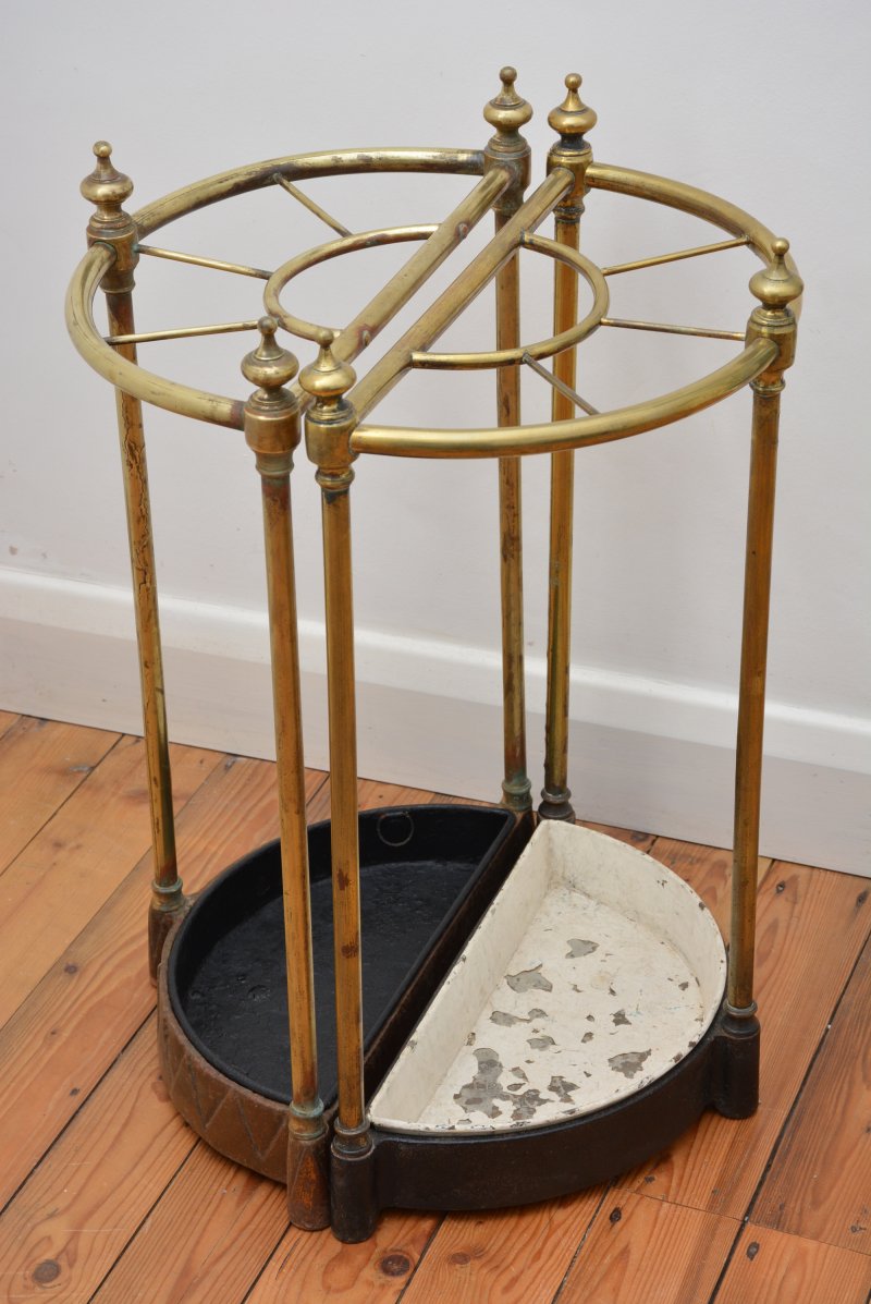 Pair Of English Antique Umbrella Stands in Brass, Victorian c1870s - Image 7